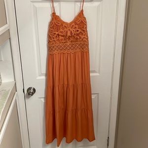 Crochet lace maxi dress size L color shrimp pink